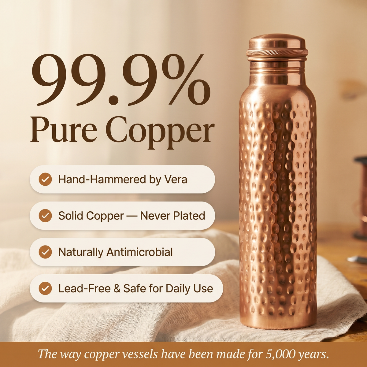 Copper Soul Pure Copper Water Bottle