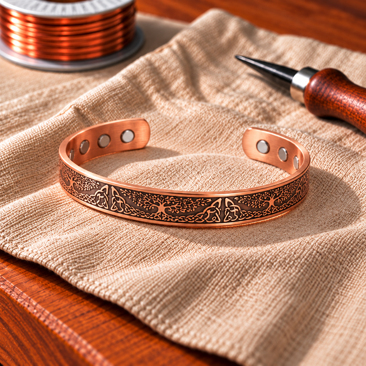 Copper Soul Tree of Life Bangle Bracelet