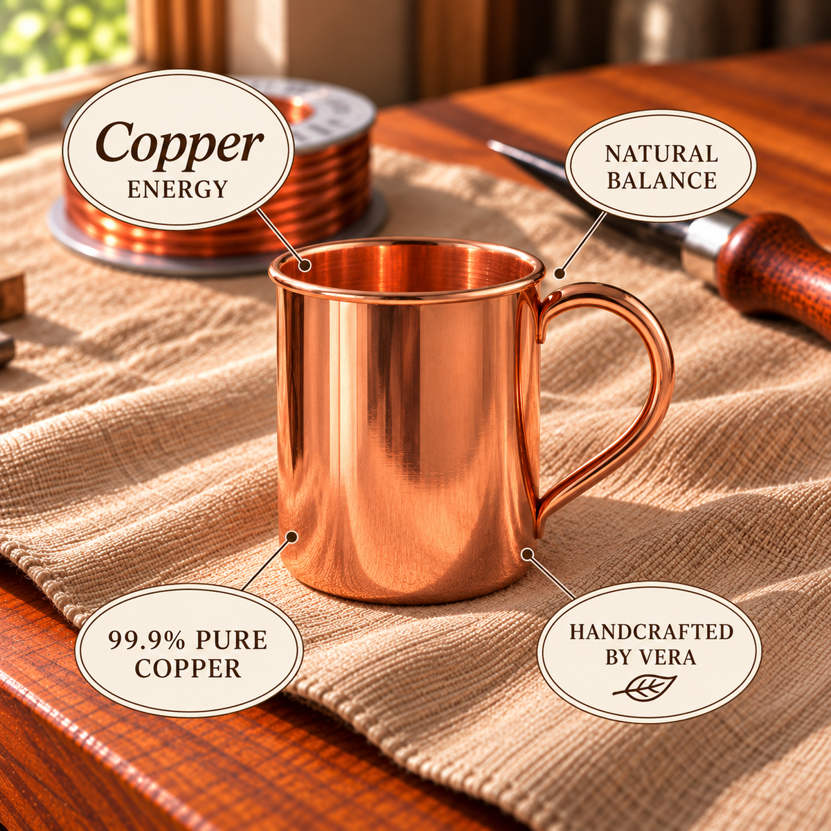Copper Soul Hammered Copper Mule Mugs – 400ml Set of 2