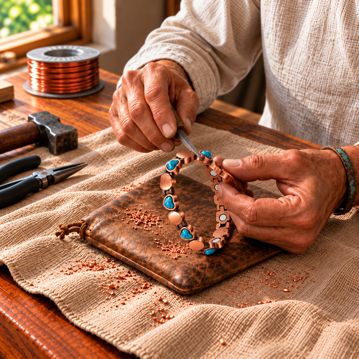 Copper Soul Aqua Heart Bracelet