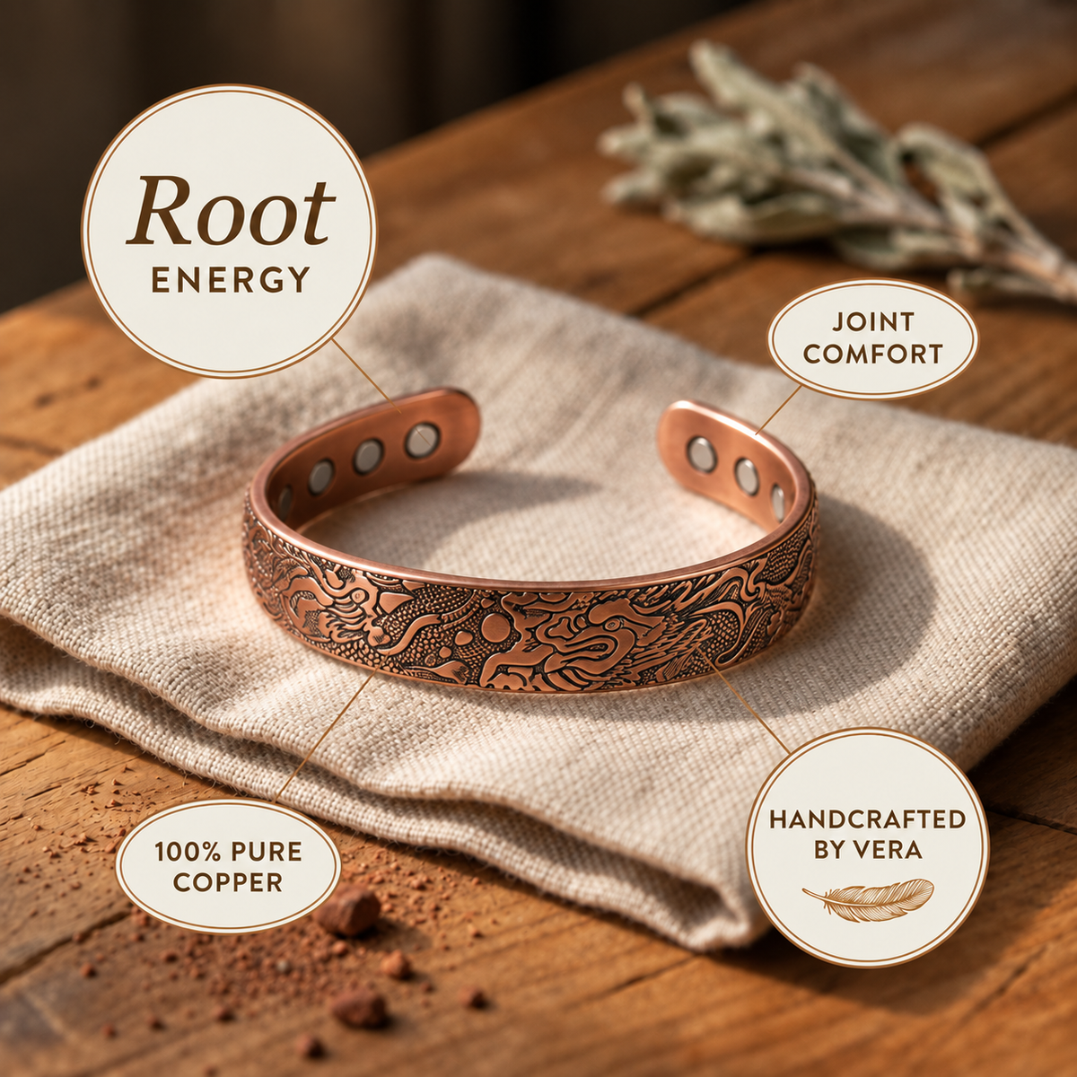 Copper Soul Clover Bracelet