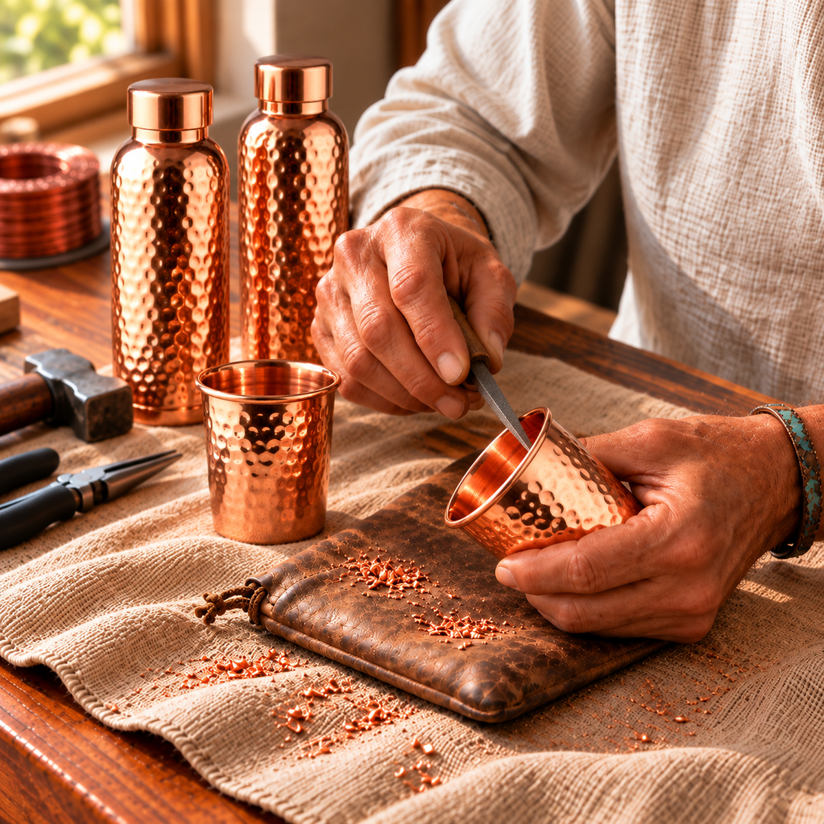 Copper Soul Hammered Copper Gift Set – 2 Bottles & 2 Mugs