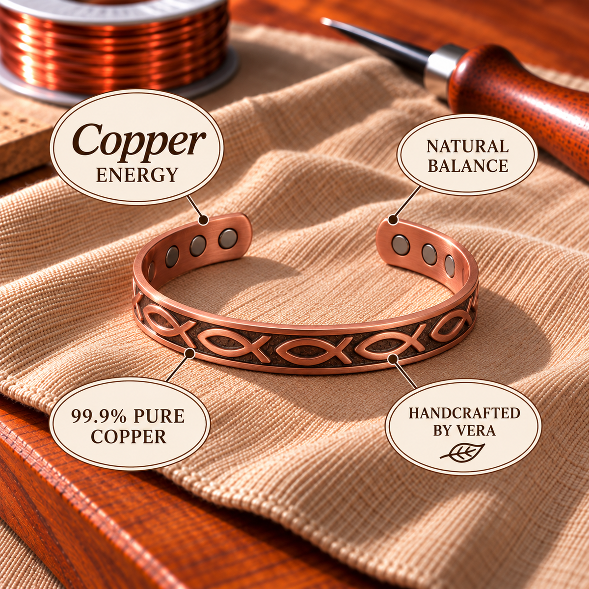 Copper Soul Magnetic Bracelet – Ichthus Fish